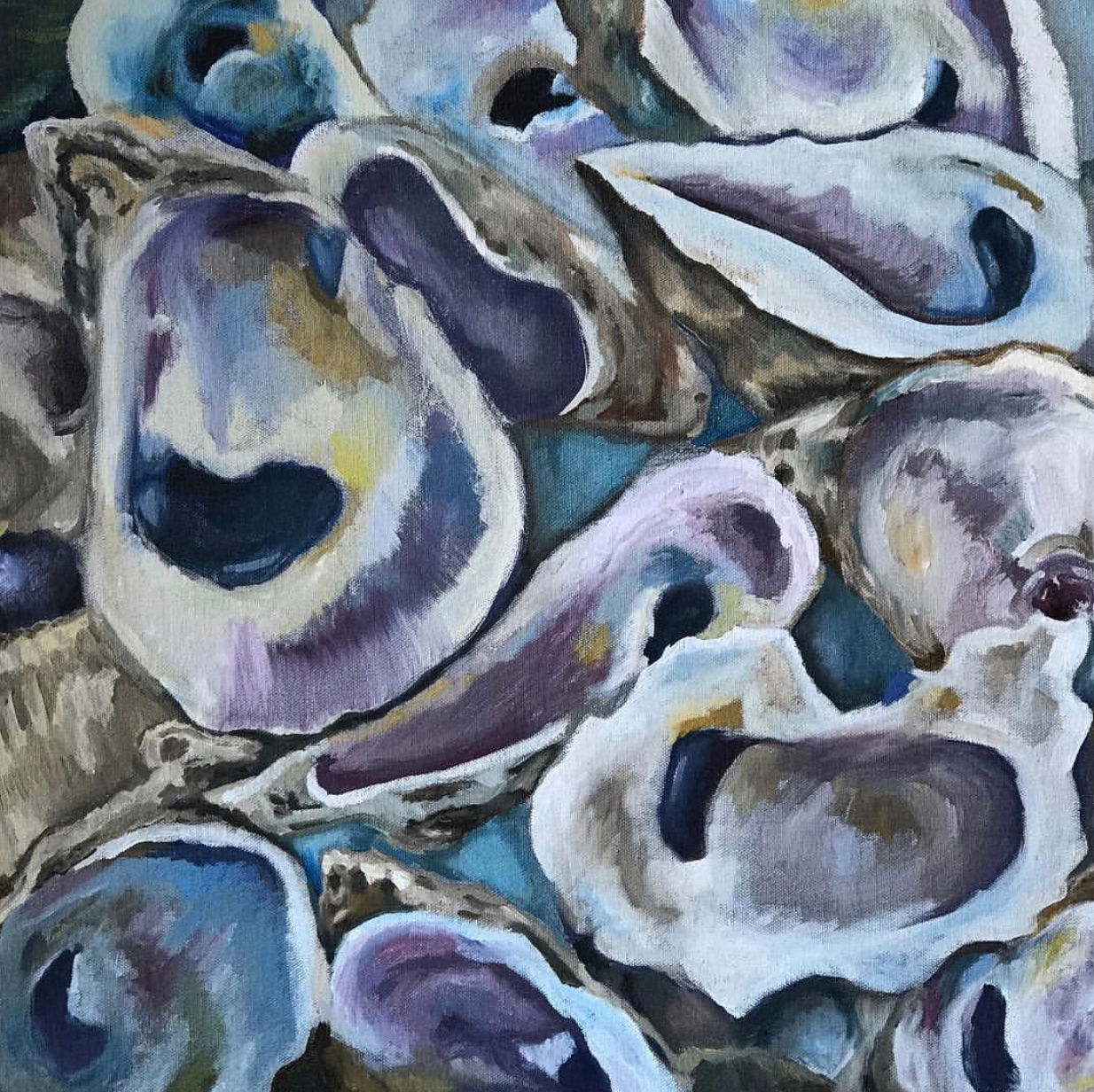 Oil painting of oysters