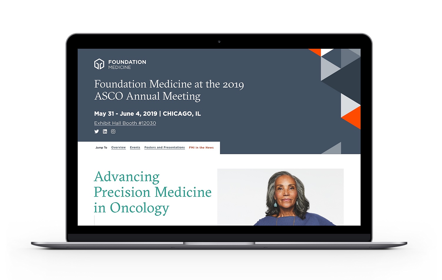 Foundation Medicine American Society of Clinical Oncology 2019 annual meeting website on a laptop