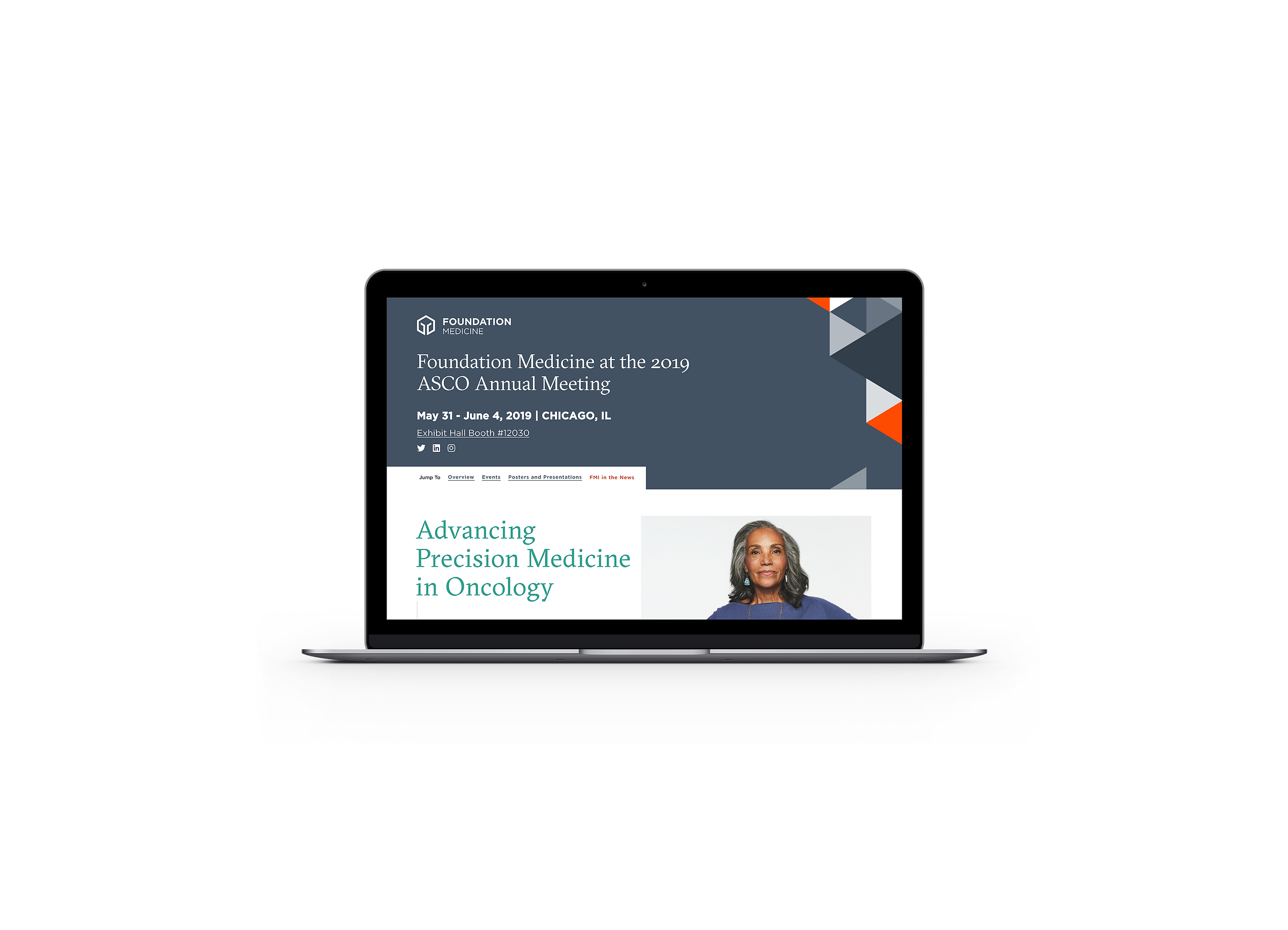 American Society of Clinical Oncology conference website on laptop