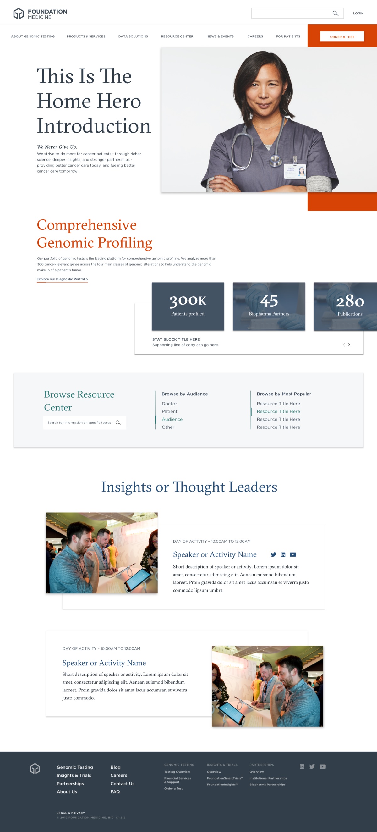 Final design of the Foundation Medicine corporate homepage
