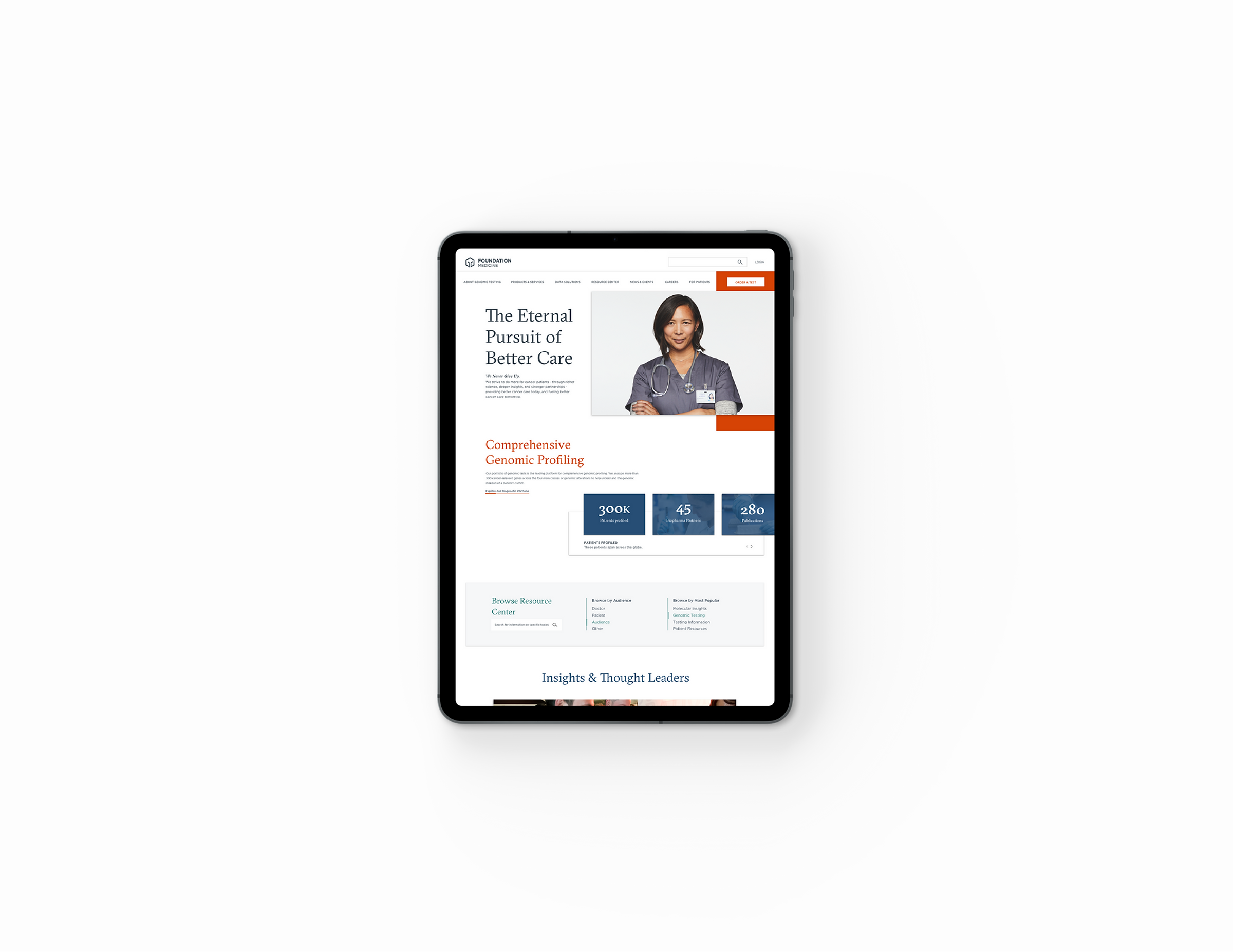 Foundation Medicine corporate website homepage design