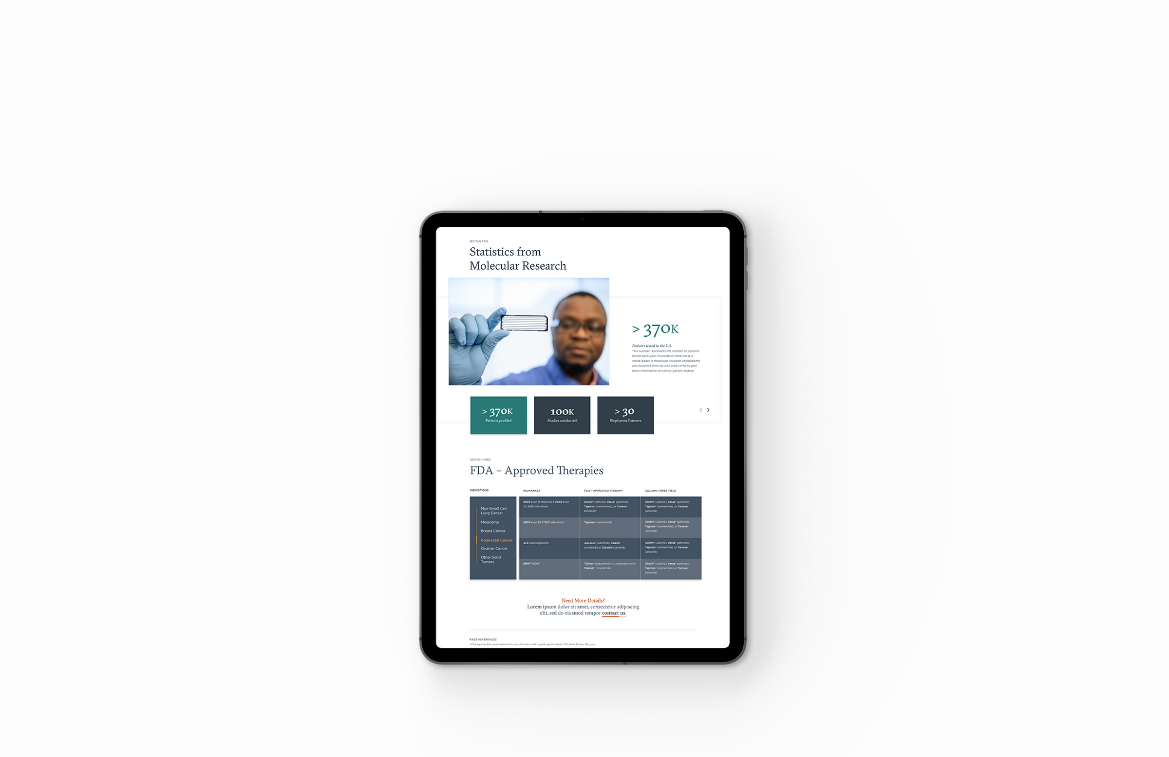 Foundation Medicine website pages mockup